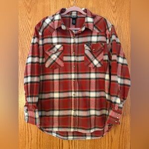 Plaid Button-Down Shirt - Red and Cream